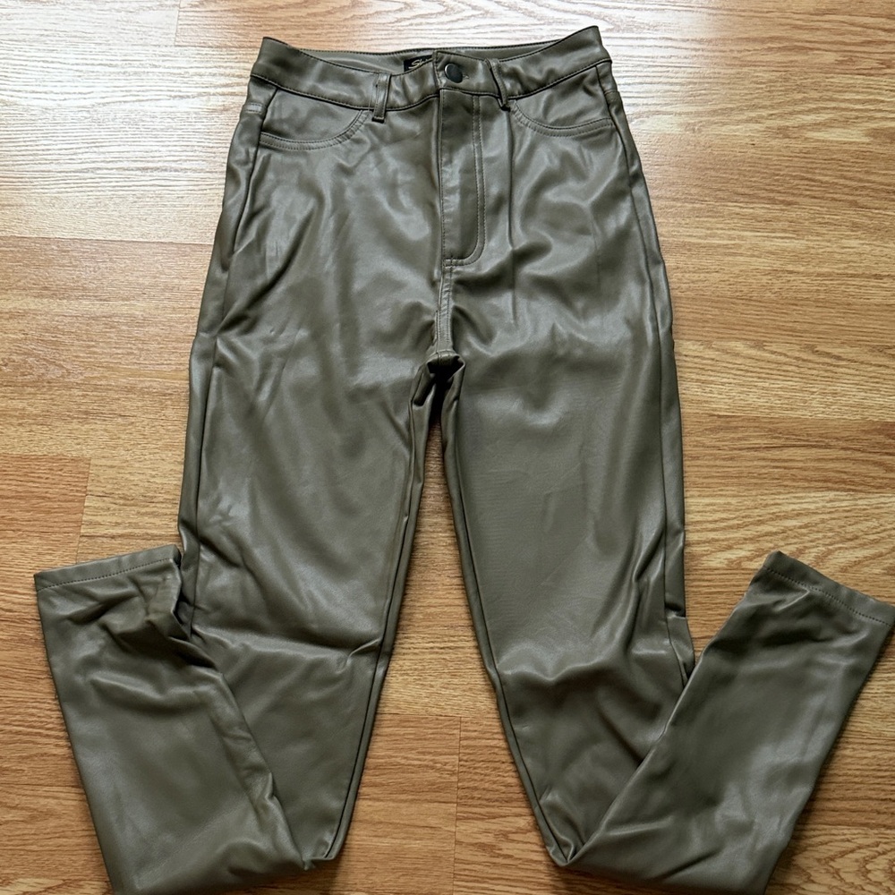 Olive Green Leather Pants